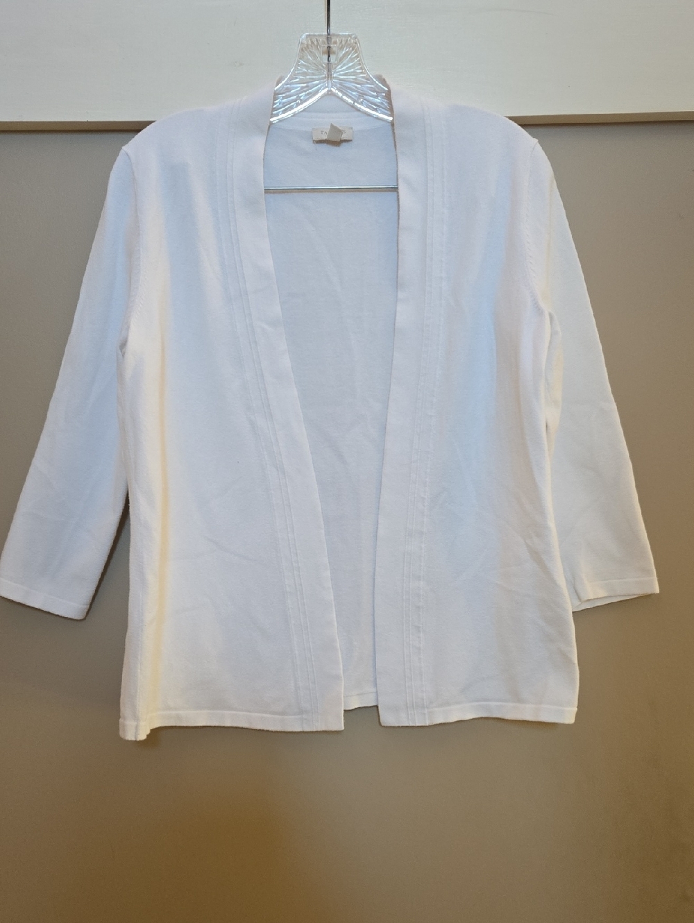 Talbots White Open-Front Cardigan